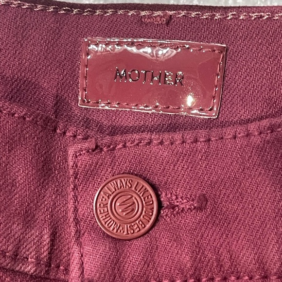Mother Jeans Rascal Sliced Up Heel in Play Date Burgundy Wash - Size 27 - Picture 3 of 9